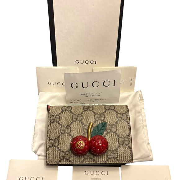 Gucci Handbags - AUTHENTIC Gucci GG Supreme Cherry Card Case Wallet - FULL SET - Pristine!